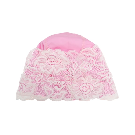 Unique Bargains 1 Pc Breathable Lace Swimming Cap Pink