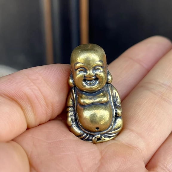 Tibet monk Pocket Buddha small statue,Brass Buddha Idol Shakyamuni Feng Shui Zen Buddhism Buddhist Gifts Meditation Zen，Car Art Wealth decor