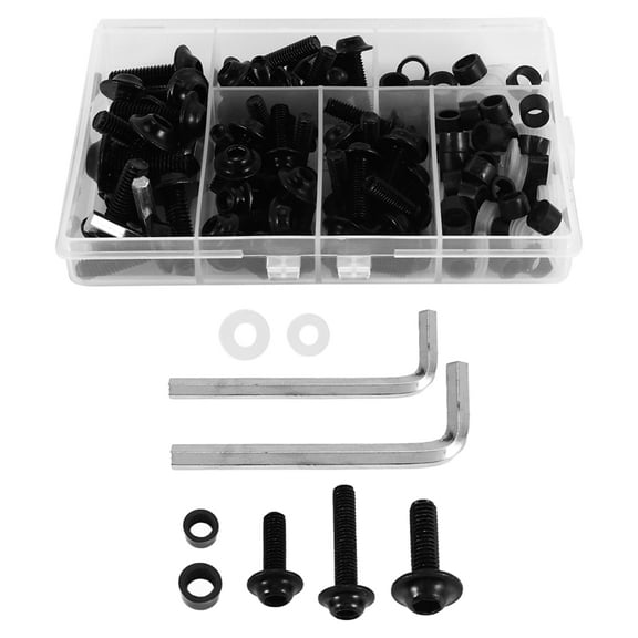 158PCS Universal Motorcycle Fairing Screws Nuts Kit Moto Body Work Bolts Screw for YZF R1 R6 R3 2004- 2008(Black)