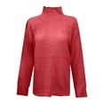 thumbnail image 5 of Qulqfy Long Sleeve Shirts for Women Red Cable Knit Turtleneck Plus Size Sweater Tunic Fall Shirts for Women, 5 of 5