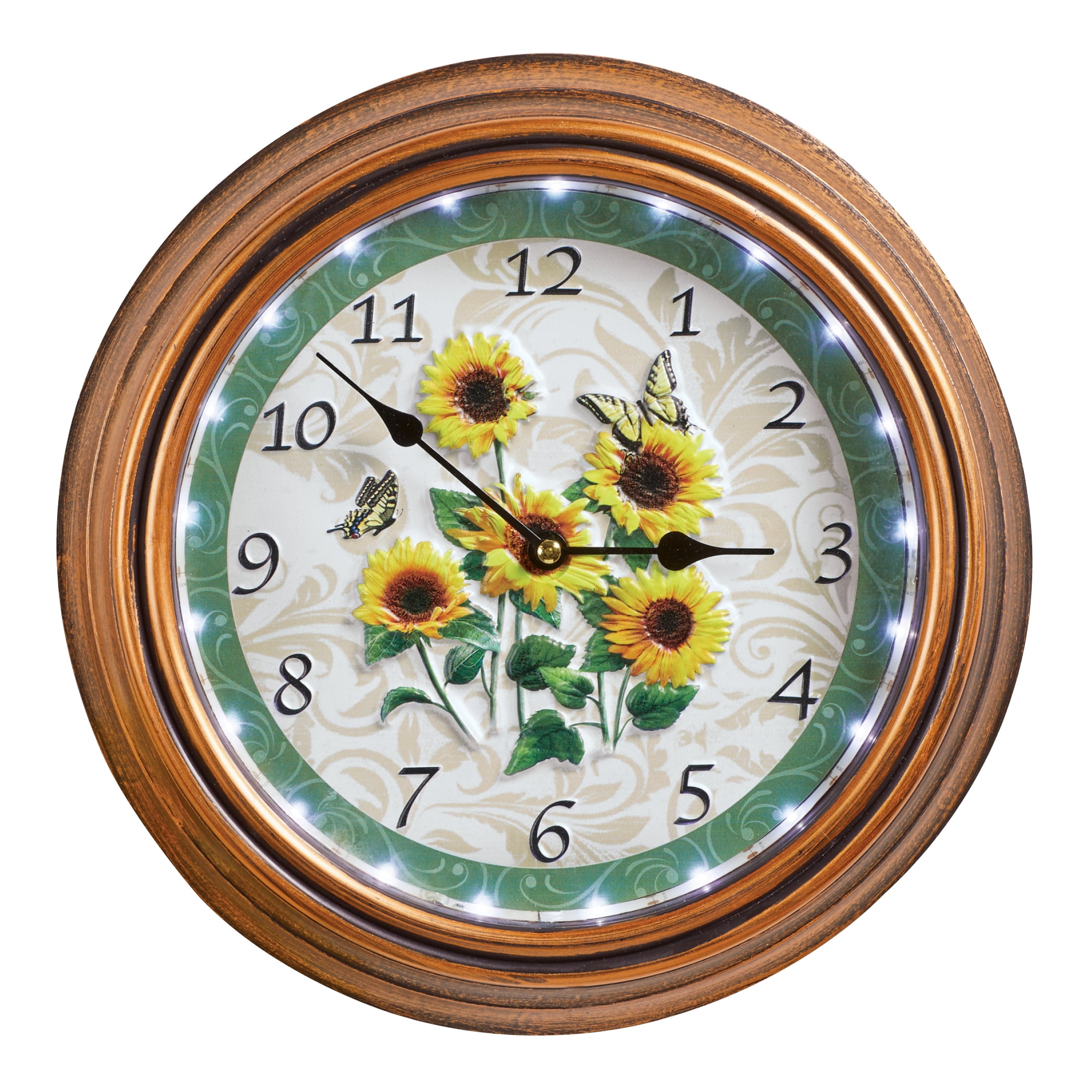 Sunflower Wall Clock with Remote Border Lights, LED 5 Central