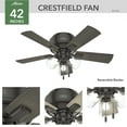 thumbnail image 3 of Hunter - Crestfield Indoor Low Profile Ceiling Fan With Light, 42-inch, Noble Bronze, Casual-style, 3-speed WhisperWind Motor, 52153, for Living Rooms, Bedrooms, 3 of 15