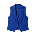 thumbnail image 6 of Women's Sleeveless Blazer Vest Lapel One Button Cropped Suit Waistcoat With Pockets L, 6 of 8