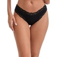 thumbnail image 5 of INSPIRE CHIC Women's Lace Trim Mid-Waisted Ribbed Briefs Seamless Comfortable Stylish Regular Fit Solid Panties S Black, 5 of 5