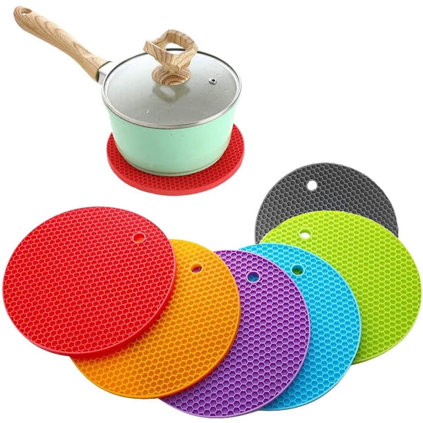 Salvamanteles redondo de silicona de 6 piezas, salvamanteles de silicona, alfombrilla Flexible antideslizante de silicona resistente al calor para cocina, mesa de comedor, platos, tazas Adepaton YQ-1250