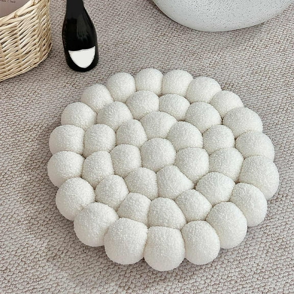Blukids Round Throw Pillow, 15.7" Round Cushion Pillows Decorative Pillows Floor Cushion for Couch Bed Sofa Chair, Soft Aesthetic Circle Seat Cushion Home Decor Pillow for Bedroom Living Room(White)