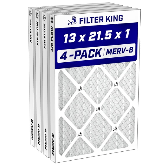 Filter King 13x21.5x1 Air Filter MERV 8, AC Furnace Filters (4-Pack)