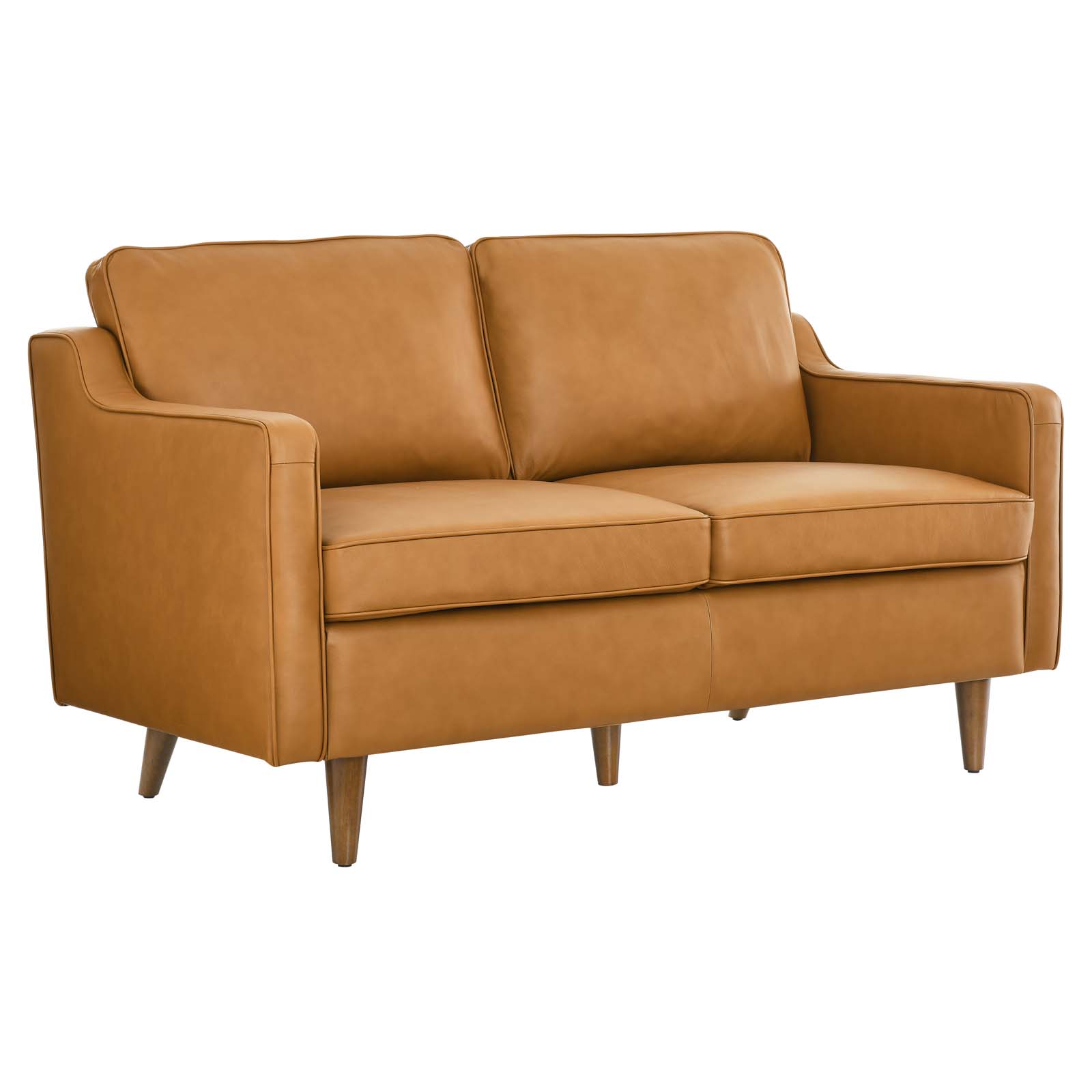 Modway Impart Genuine Leather Loveseat in Tan