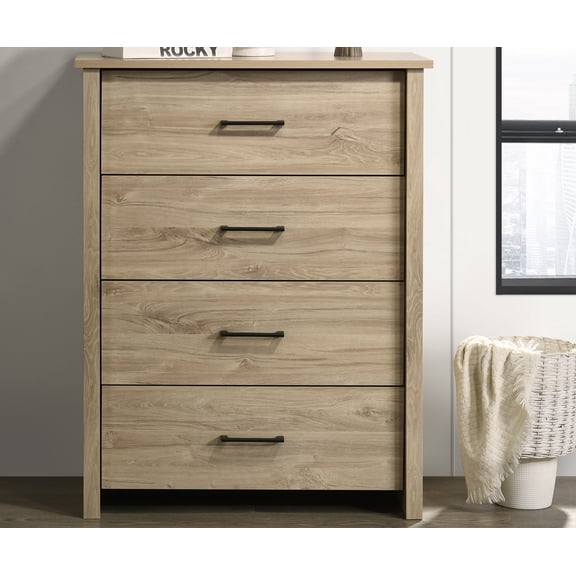 Cterwk 32"W 4 Drawer Dresser for Living Room, Bedroom, Light Brown