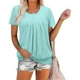 thumbnail image 2 of Summer Loose T Shirts for Women Crew Neck Short Sleeve Lightweight Tee Vacation Casual Top Mint Green XL, 2 of 8