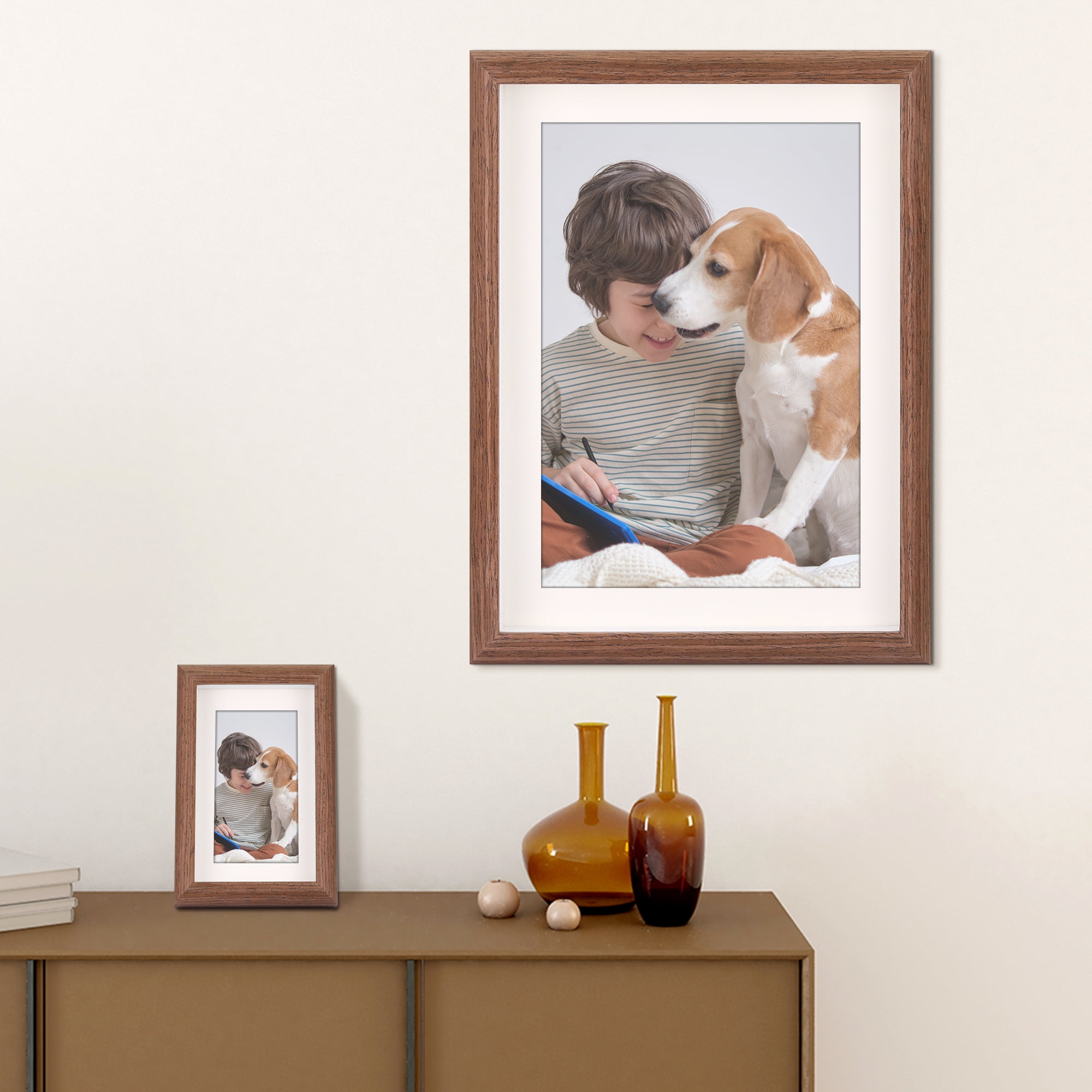 Unique Bargains 2 Packs Picture Frames Walnut Color 10x12