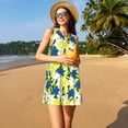 thumbnail image 3 of Balery Lilies Flowers Vestidos de verano para mujer con estampado: vestido holgado sin mangas, vestido playero informal y cómodo para días calurosos., 3 of 7