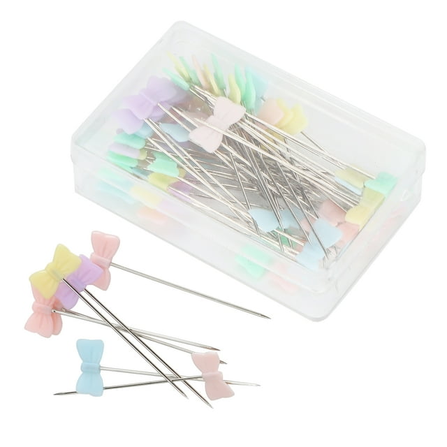 50 Pcs Épingles à Coudre avec Tête à Bille Épingles à Matelasser Patchworks Colorés Épingles Droites Colorées