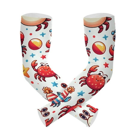 ALAZA Cute Crabs and Stars UV Sun Protection Arm Sleeves UPF 50+ Compression Cooling Sleeve 1 Pair