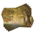 thumbnail image 1 of Ambesonne Scenery Place Mats Set of 4, Misty Autumn Morning, Standard Size, Pale Coffee Green, 1 of 6