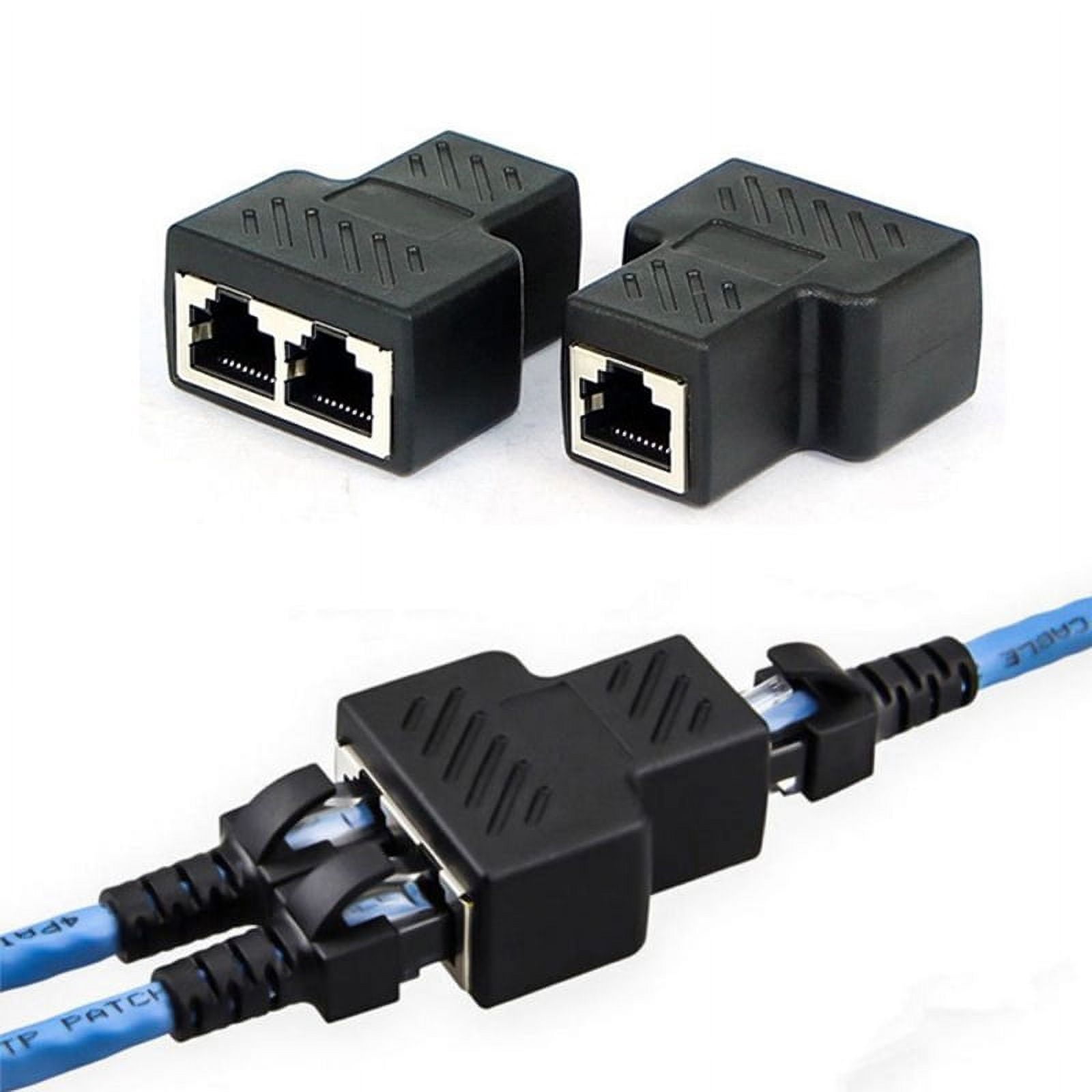 Oxsubor RJ45 Splitter Connectors Adapter 1 to 2 Ethernet Coupler Double  Socket HUB Interface Contact Modular Plug Connect Network LAN Internet Cat5