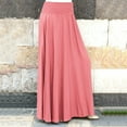 thumbnail image 2 of JIANJIA Skirts for Women Summer Solid Color Elastic Waist Pleated A Line Fashion Loose Vintage Maxi Skirt Streetwear,Pink,S, 2 of 2