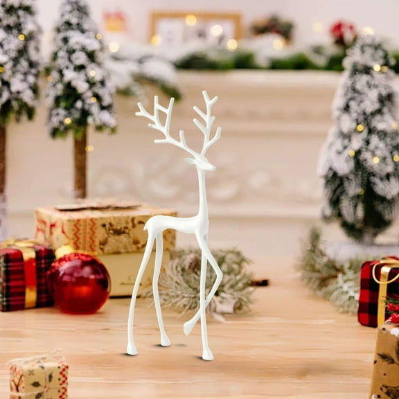 Christmas Deer Figurine Decoration - Country Style Resin Long-Legged Deer Tabletop Ornament, for Home Christmas Party Improve Decoration