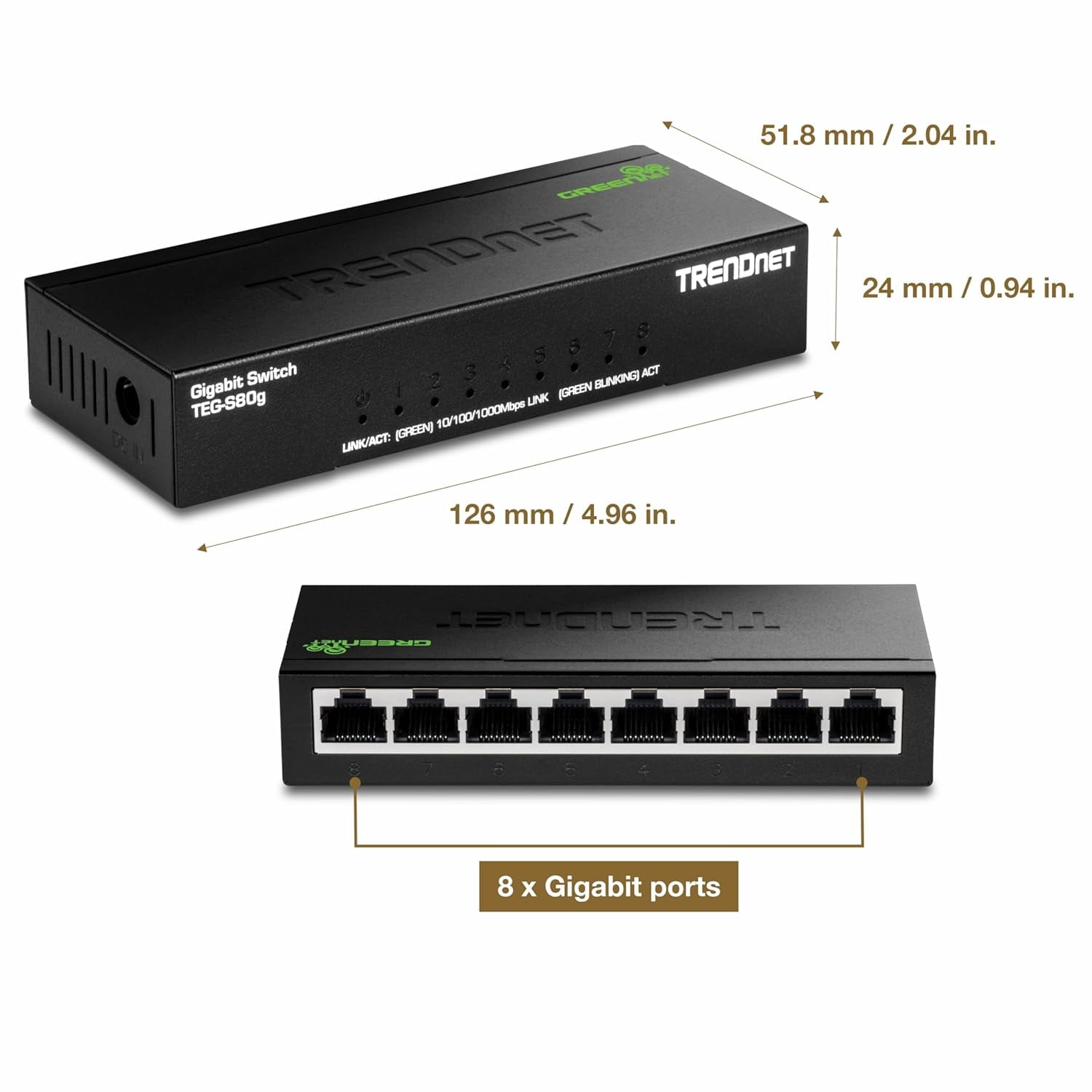 TRENDnet TEG-S80g  8-Port Gigabit GREENnet Mini Switch