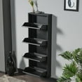 thumbnail image 2 of Flip Drawer Shoe Cabinet, Storage Organizer, Freestanding Shoe Rack, Wall Mounted No-Assembly (Black, 4 Drawer), 2 of 7