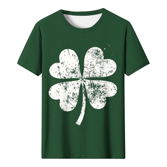 Plus Size JSKUMAR St Patrick's Day Short Sleeve Shirts for Women Stylish Shamrock Graphic Tee Funny Heart Printed Tops (Green,2XL)