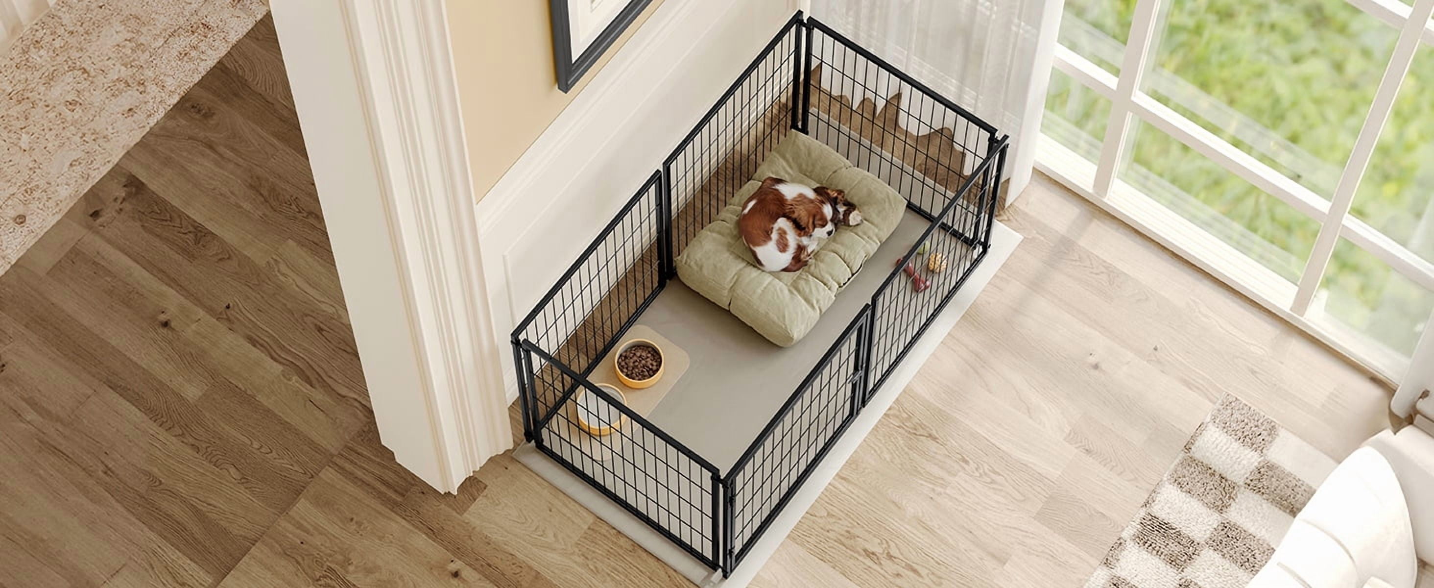 Large Dog Cage 48" Dog Kennel for Medium Dogs Puppy Dog Playpen with Top, Pet Cage, Indoor, Black - 48"L x 26.3"W x 23.8"H.