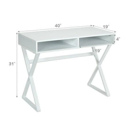 Gymax Modern Computer Desk Writing, Makeup Vanity With Storage