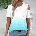 thumbnail image 6 of Womens Cold Shoulder Tops 2025 Summer Trendy Gradient/Solid Color Dressy Casual T-Shirts Crewneck Ladies Going Out Tunic Blouses, 6 of 6