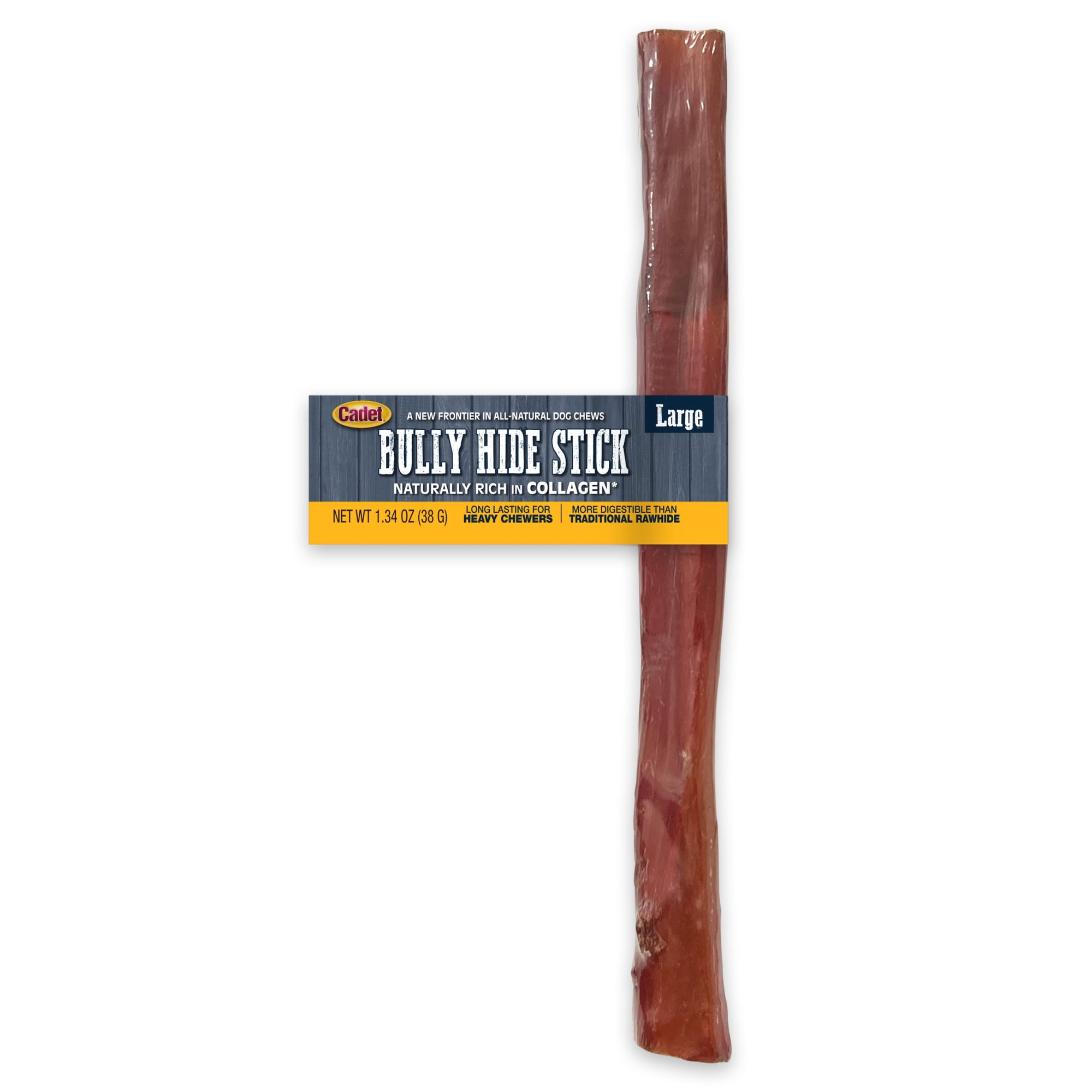 Cadet Bully Hide Sticks Dog Treats for Large Dogs, Natural Dog Chew Sticks, Limited Ingredient Dog Bones, Large, 1.34 Ounce, 1 Count