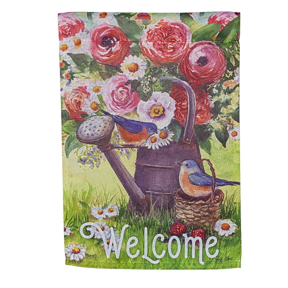 Watering Can Suede Garden Flag