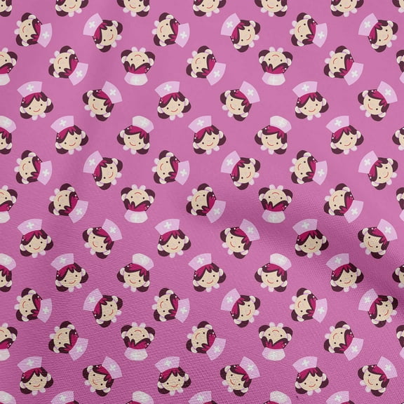 oneOone Polyester Spandex Pink Fabric Doctor Nurse print Fabric For Sewing Printed Craft Fabric By The Yard 56 Inch Wide-Y2