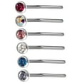 thumbnail image 2 of 22G L-Shaped Surgical Steel Crystal Nose Stud Set, 6 Pack, 2 of 5
