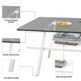 thumbnail image 3 of Rectangle Coffee Table, Tempered Glass Tabletop with White Metal Legs, Modern Table for Living Room , Gray Glass, 3 of 5