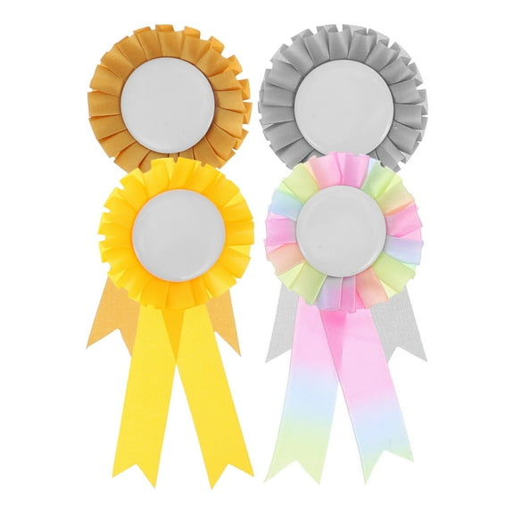 MERRYHAPY 4-Pack Multi-Color Prize Ribbon Rosette Badges for Celebrations, Awards, Parties, and Events