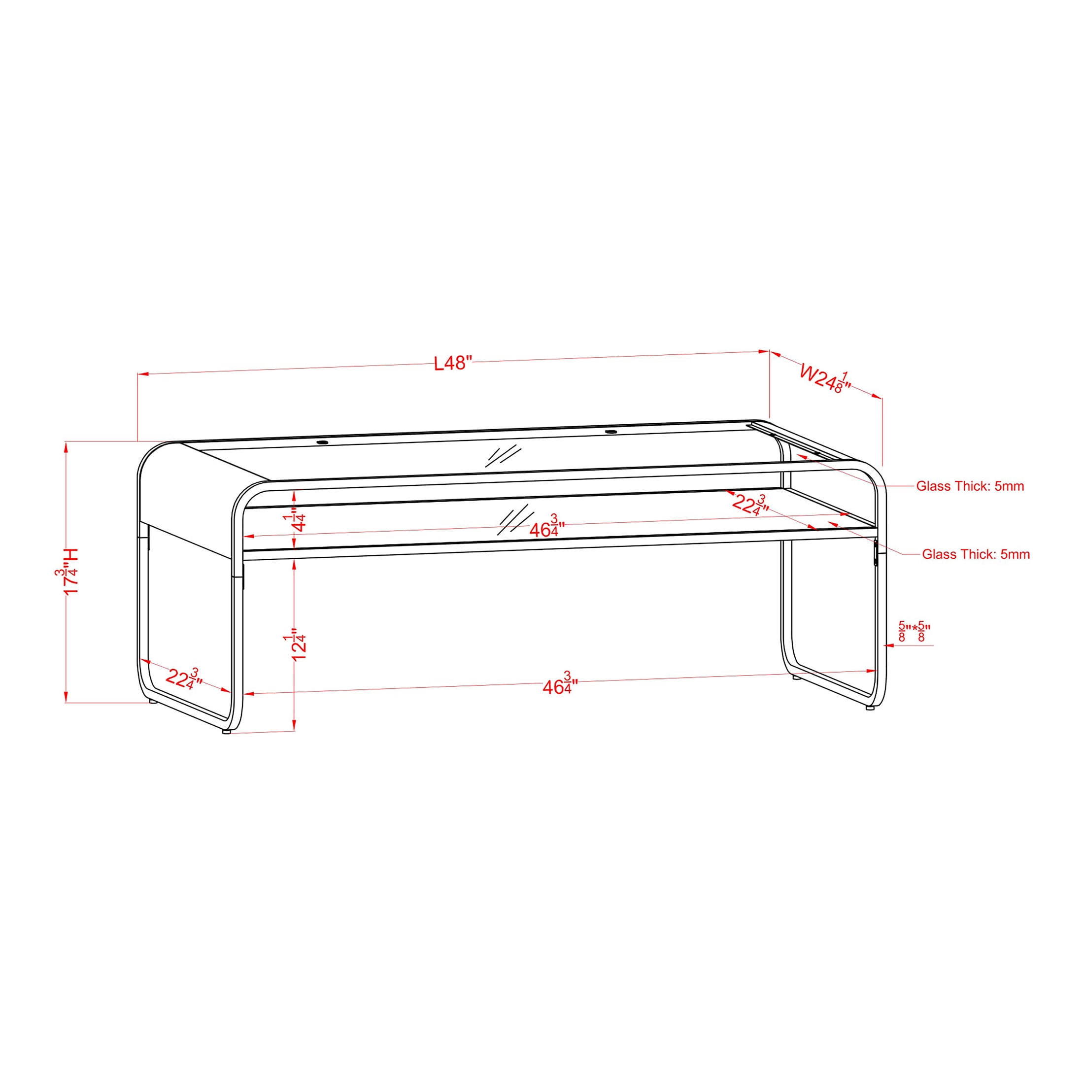 Furniture of America Twila Glass Top Coffee Table, Gold