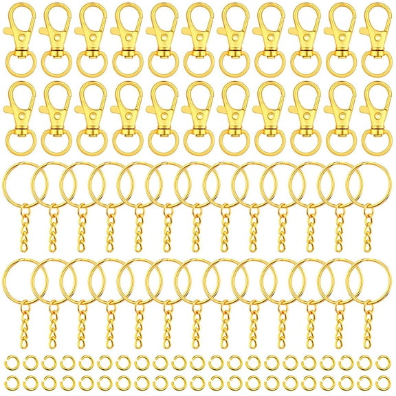 Keychain Rings for Crafts, Selizo 120pcs Gold Keychain Hardware Includes 60pcs Key Chain Hooks and 60pcs Key Rings for Keychains, Acrylic Blanks and Resin Craft