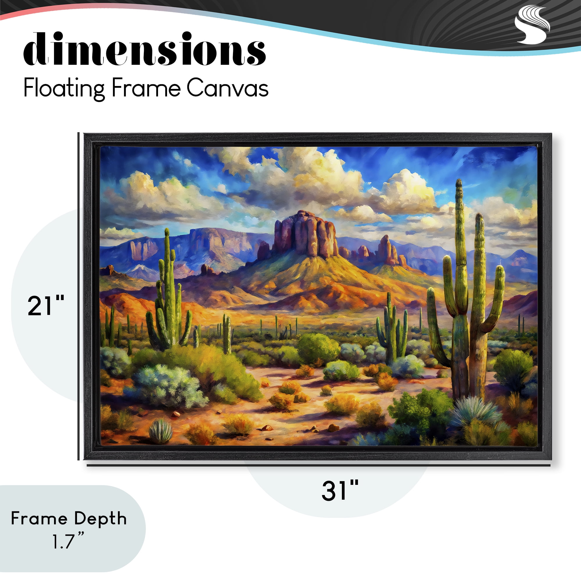 Stupell Industries Majestic Saguaro Desert Landscape Black Framed Floater Canvas Wall Art, design by Creative Studio