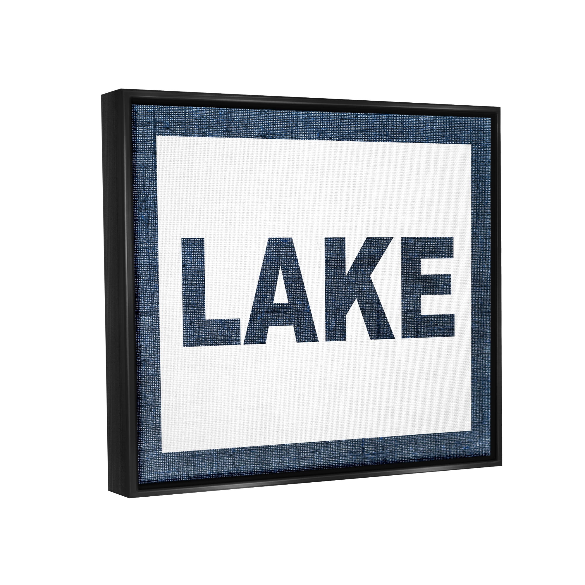 Stupell Industries Minimal Lake Phrase Typography Painting Black Floater Framed Canvas Art Print Wall Art, 21 x 17