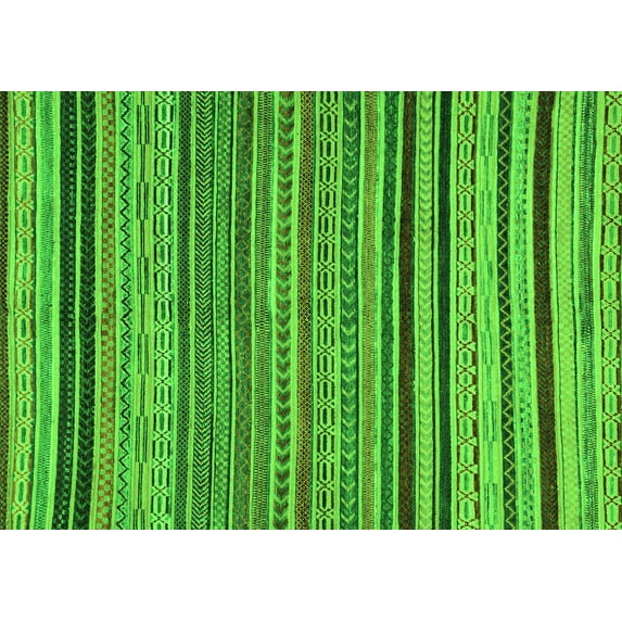 Ahgly Company Indoor Rectangle Abstract Green Modern Area Rugs, 2' x 3'