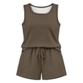 thumbnail image 3 of Telankuip Two Piece Sets for Women Summer Scoop Neck Sleeveless Tank Tops with Drawstring Elastic Waisted Shorts Casual Simple Solid Color Soft Comfortable Basic Workout Outfits Coffee M, 3 of 3