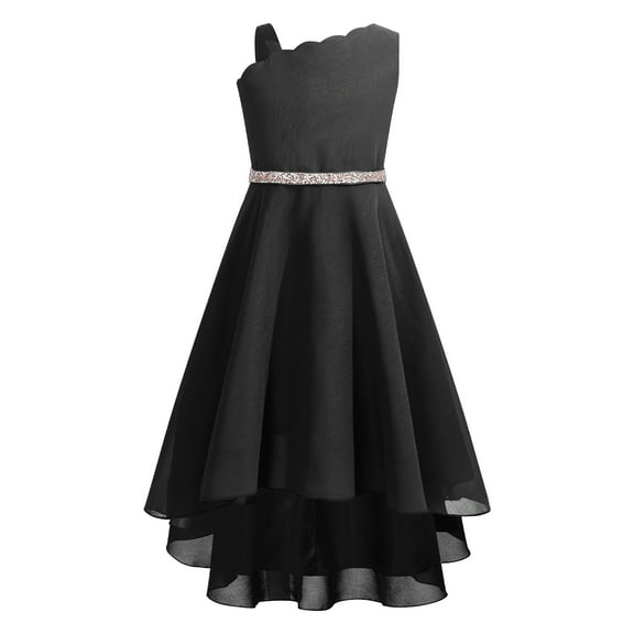 CHICTRY Girls Chiffon Festive Dress Wedding Sleeveless Flower Girl Dress with 3D Flowers for Holiday Birthday Party Black 8