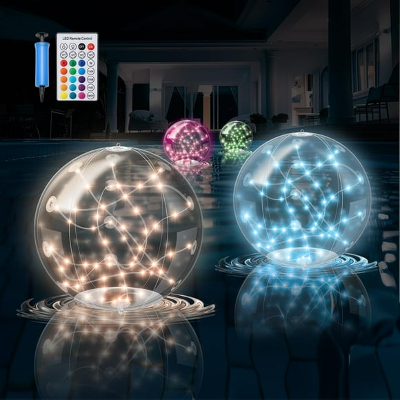 Inflatable Pool Floats,Floating Pool Lights Solar Pool Lights That Float with Rgb Color Changing Pool Floating Lights Ip68 Pool Lights with Lighting Effects,Floating Pool Lights