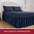 thumbnail image 3 of Mellanni Iconic Collection Ruffled Microfiber Bed Skirt 15" Drop, King, Navy Blue, 3 of 7