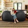 thumbnail image 2 of Jaxx 7 Foot Giant Bean Bag Sofa, Black, 2 of 7