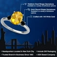 thumbnail image 2 of Gem Stone King 14K White Gold Yellow Citrine and Black Diamond Engagement Ring for Women | 2.60 Cttw | Oval 10X8MM | Gemstone November Birthstone | Size 6, 2 of 6
