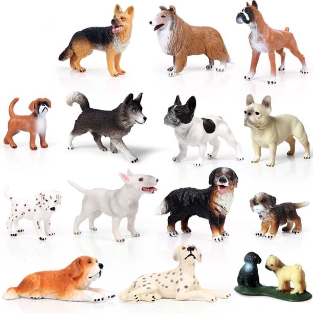 Simulation Animals Pet Dogs Series Model Cute Mini Bulldog Husky Dalmatian Schnauzer Action Figures Figurines for Children ToysM-234 He Qiyong unisex