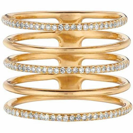 0.33 Carat T.W. Diamond 14kt Yellow Gold Alternating 5-Row Fashion Ring