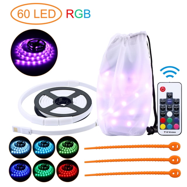 Tira De Luces Led Rgb Para Acampar A Prueba De Agua, Lámpara De Linterna, Cadena De Luces Led Usb, Control Remoto Para Acampar Al Aire Libre Methold HA026139-01