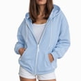 thumbnail image 2 of TOWED22 Womens Hoodies Zip Up Casual Long Sleeve Oversized Hoodie Y2K Full Zipper Fleece Preppy Sweatshirts Jackets,Light Blue,S, 2 of 9