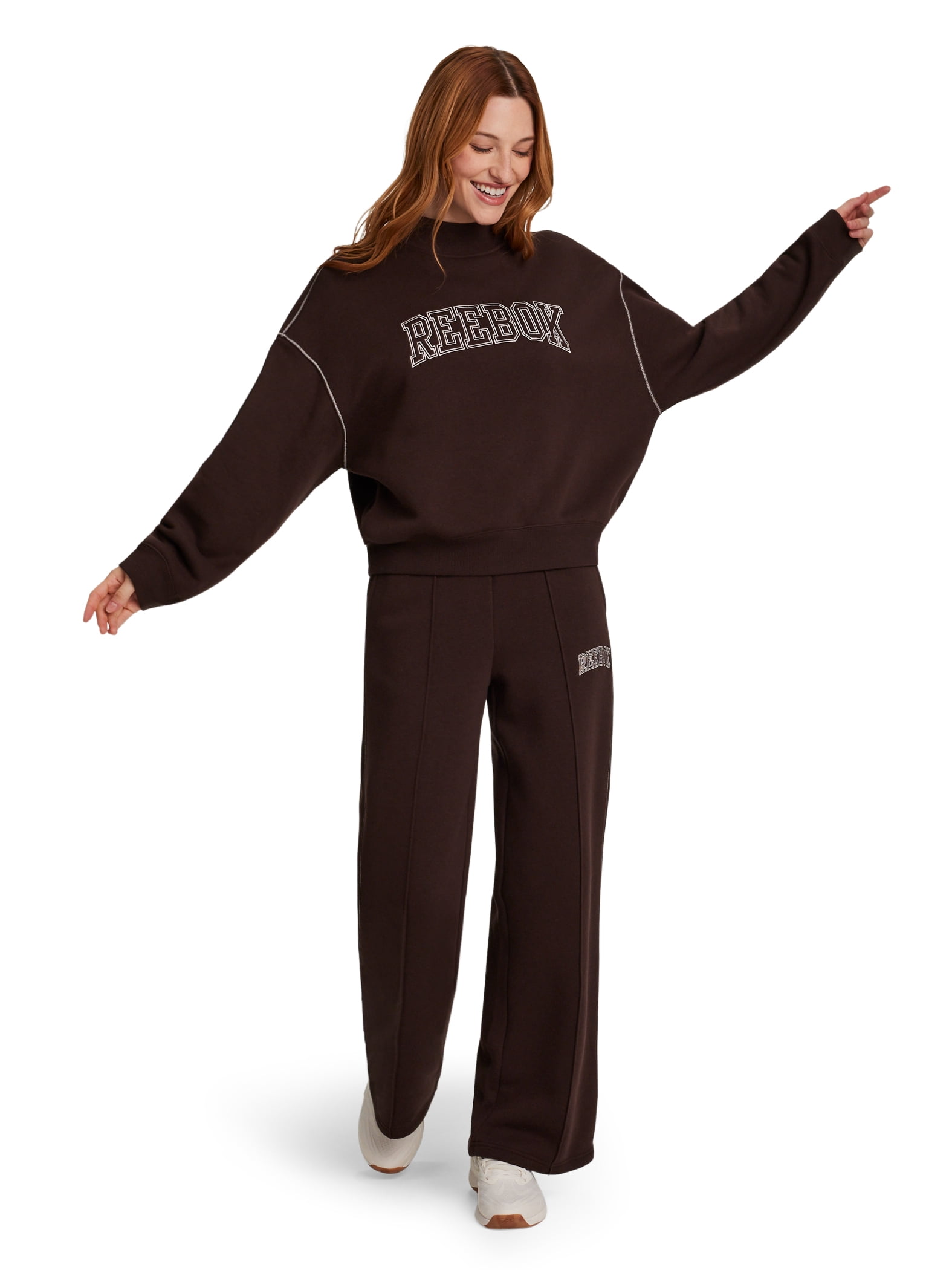 Reebok Women's Game Day Fleece Contrast Stitch Mock Neck Top, Sizes XS-XXXL